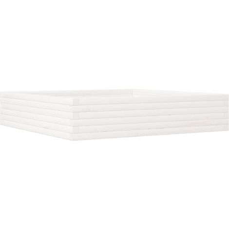 Jardinière bac lit surélevé plantes fleurs terrasse jardin 110 x 110 x 23 cm bois de pin massif blanc (1/5)