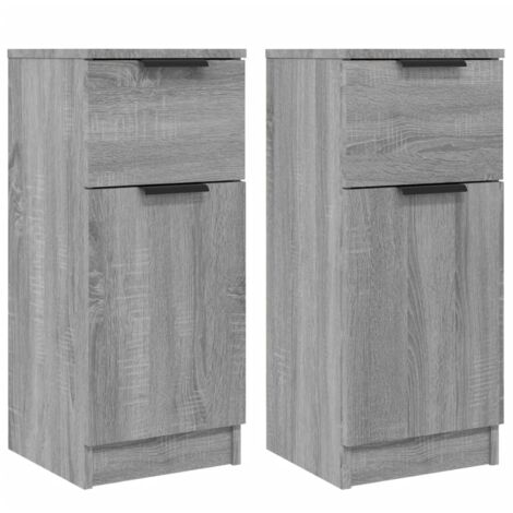 Buffet bahut commode armoire meuble de rangement organisateur cuisine salle de séjour salons lot de 2 sonoma 30 x 30 x 70 cm bois d'ingénierie gris (1/5)