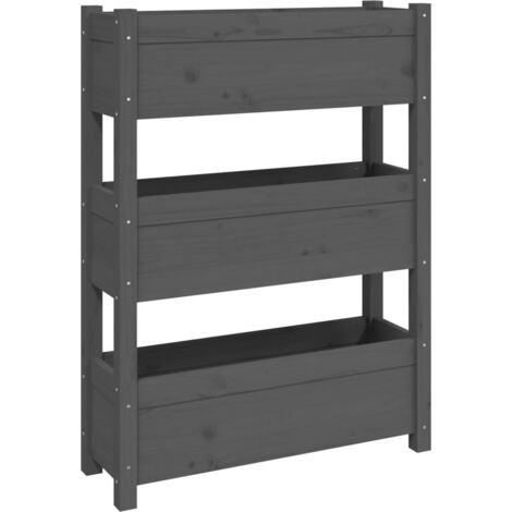 Jardinière bac lit surélevé plantes fleurs terrasse jardin 77 x 25 x 104,5 cm bois massif de pin gris (1/5)