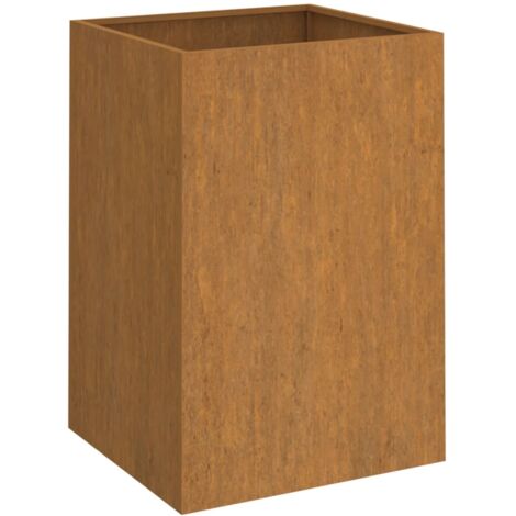 Jardinière bac lit surélevé plantes fleurs terrasse jardin 42 x 38 x 75 cm acier corten marron (1/5)