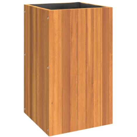 Jardinière bac lit surélevé plantes fleurs terrasse jardin 35 x 35 x 60 cm bois massif d'acacia marron (1/5)