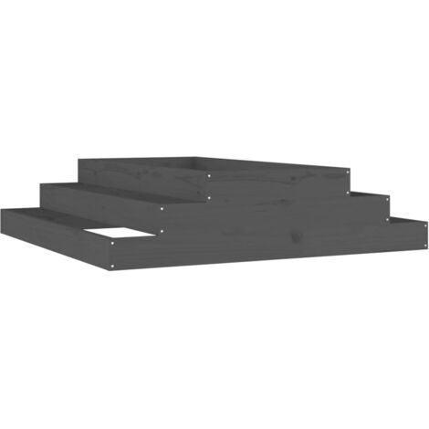 Jardinière bac lit surélevé plantes fleurs terrasse jardin 110 x 110 x 27 cm bois massif de pin gris (1/5)