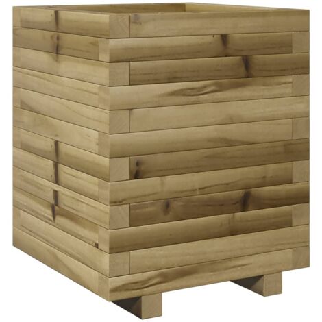 Jardinière bac lit surélevé plantes fleurs terrasse jardin 40 x 40 x 49,5 cm bois de pin imprégné marron (1/5)