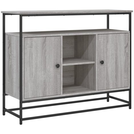Buffet bahut commode armoire meuble de rangement organisateur cuisine salle de séjour salon sonoma 100 x 35 x 80 cm bois d'ingénierie gris (1/5)