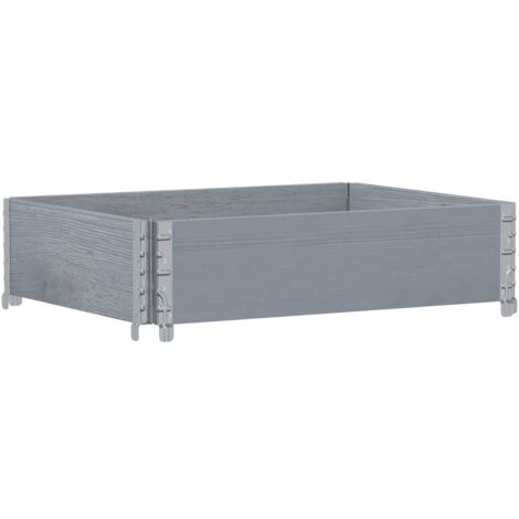 Jardinière bac lit surélevé plantes fleurs terrasse jardin 80 x 60 cm bois massif de pin gris (1/5)