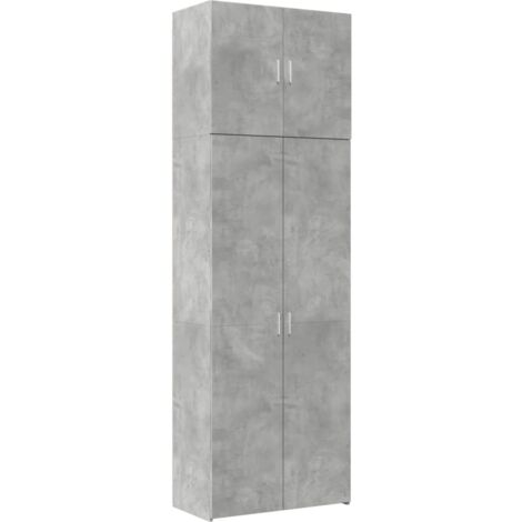 Buffet bahut commode armoire meuble de rangement organisateur cuisine salle de séjour salon haut 80 x 42,5 x 249 cm bois d'ingénierie gris (1/5)