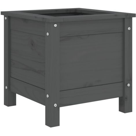 Jardinière D'Extérieur Bois Pin Massif 70x70x70 Cm VidaXL - Bac à Fleurs Surélevé Noir