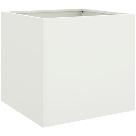 Jardinière bac lit surélevé plantes fleurs terrasse jardin 49 x 47 x 46 cm acier blanc (1/5)