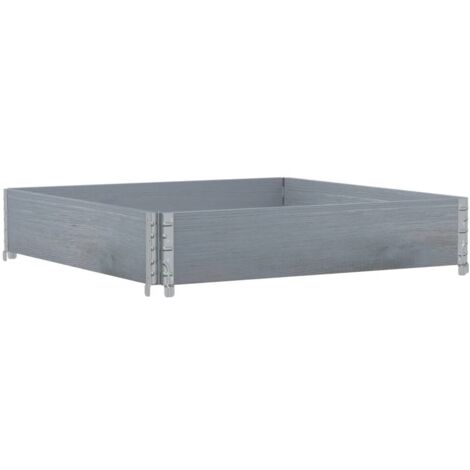 Jardinière bac lit surélevé plantes fleurs terrasse jardin 100 x 100 cm bois de pin massif gris (1/5)