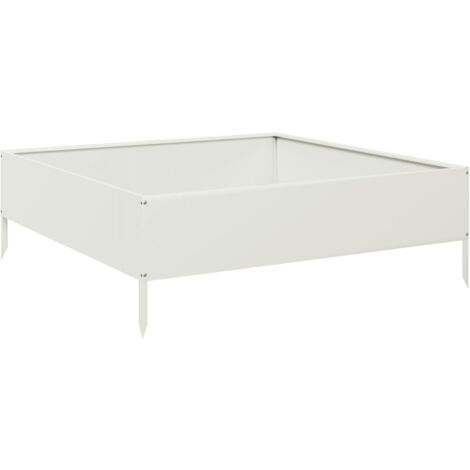 Jardinière bac lit surélevé plantes fleurs terrasse jardin de jardin 100 x 100 x 33,5 cm acier blanc (1/5)