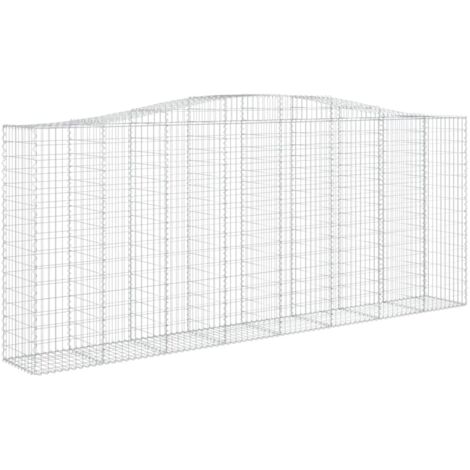 Panier de gabions clôture cage mur de soutènement arqué 400 x 50 x 160/180 cm fer galvanisé Argent