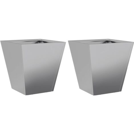 Jardinière bac lit surélevé plantes fleurs jardin terrasses lot de 2 30 x 30 x 30 cm acier galvanisé gris (1/5)