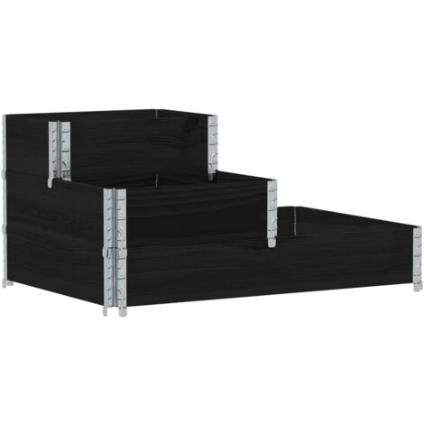 Jardinière bac lit surélevé plantes fleurs terrasse jardin à 3 niveaux 120 x 80 cm bois de pin massif noir (1/5)