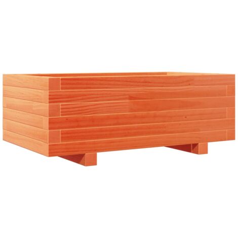 Jardinière bac lit surélevé plantes fleurs terrasse jardin cire 70 x 40 x 26,5 cm bois de pin massif marron (1/5)