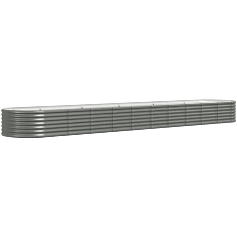 Jardinière bac lit surélevé plantes fleurs terrasse jardin de jardin acier enduit de poudre 440 x 80 x 36 cm gris (1/5)