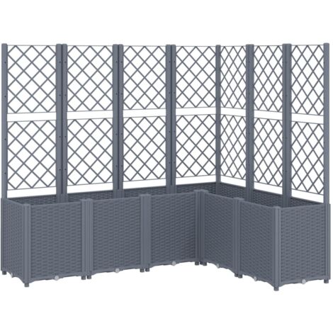Jardinière bac lit surélevé plantes fleurs terrasse jardin avec treillis 160 x 120 x 140 cm PP gris (1/5)