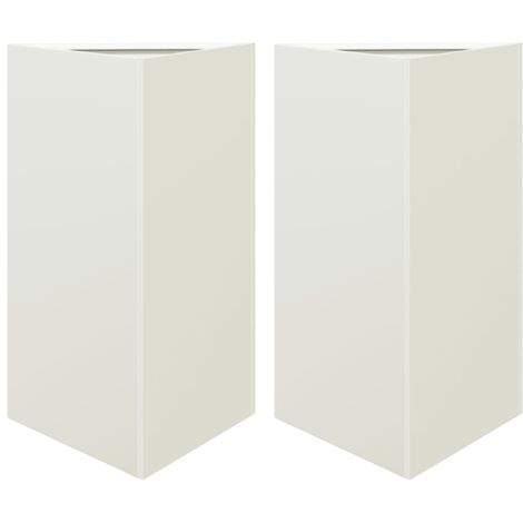 Jardinière bac lit surélevé plantes fleurs jardin terrasses lot de 2 triangulaire 50 x 43 x 75 cm acier blanc (1/5)