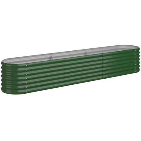 Jardinière bac lit surélevé plantes fleurs terrasse jardin de jardin acier enduit de poudre 224 x 40 x 36 cm vert (1/5)