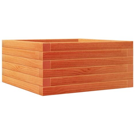 Jardinière bac lit surélevé plantes fleurs terrasse jardin cire 50 x 50 x 23 cm bois de pin massif marron (1/5)
