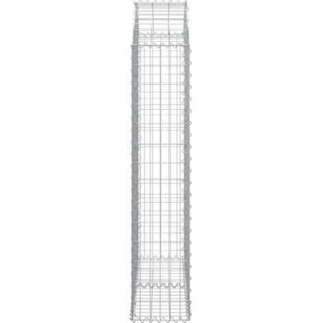Paniers à Gabions Arqués 15 Pcs - 300x30x80/100 Cm - Pot De Fleur Exterieur Fer Galvanise