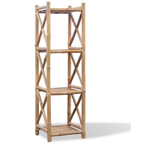 Étagère armoire meuble design à 4 paliers en bambou beige (1/5)