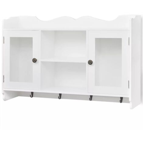 Étagère meuble design vitrine murale avec étagère de livre / dvd / verre en mdf blanc (1/5)