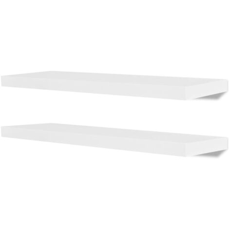 Étagère design x2 murales en MDF blanc pour dvd/livres (1/3)