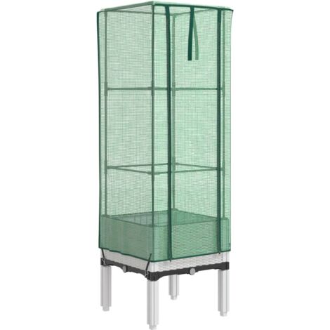 Jardinière bac lit surélevé plantes fleurs terrasse jardin surélevée avec housse aspect rotin 40 x 40 x 140 cm blanc (1/5)