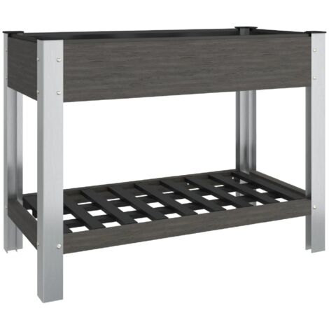 Jardinière bac lit surélevé plantes fleurs terrasse jardin de jardin avec étagère 100 x 50 x 75 cm WPC gris (1/5)
