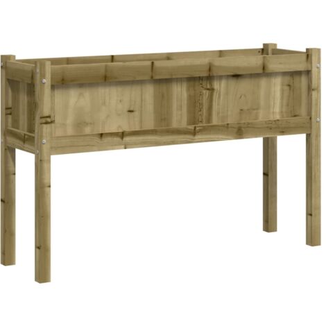 Jardinière bac lit surélevé plantes fleurs terrasse jardin avec pieds 110 x 31 x 70 cm bois de pin imprégné marron (1/5)