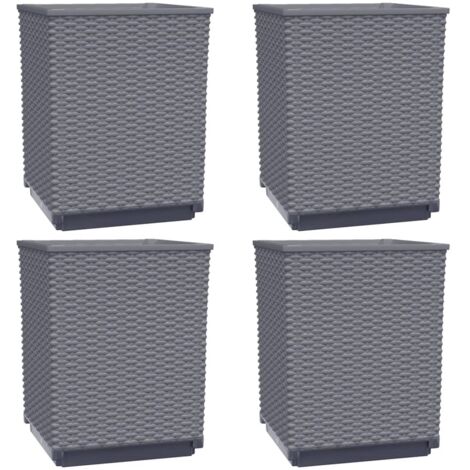 Jardinière bac lit surélevé plantes fleurs jardin terrasses lot de 4 30 x 30 x 37 cm polypropylène gris (1/5)