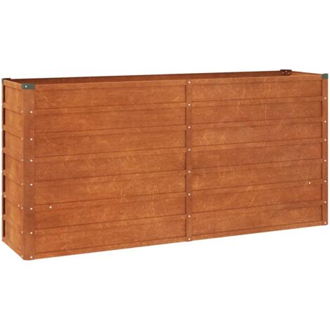 Jardinière bac lit surélevé plantes fleurs terrasse jardin de jardin rouillé 160 x 40 x 77 cm acier corten marron (1/5)