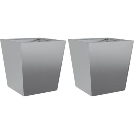 Jardinière bac lit surélevé plantes fleurs jardin terrasses lot de 2 40 x 40 x 40 cm acier galvanisé gris (1/5)