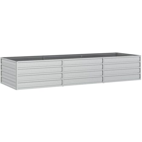 Jardinière bac lit surélevé plantes fleurs terrasse jardin de jardin 240 x 80 x 45 cm acier galvanisé argenté Argent (1/5)
