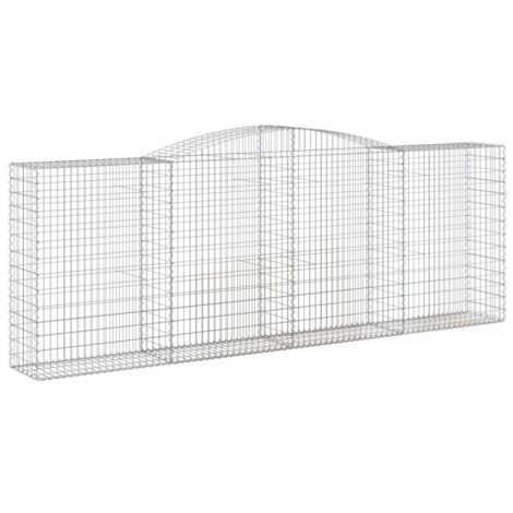 Panier de gabions clôture cage mur de soutènement arqué 400 x 50 x 140/160 cm fer galvanisé Argent (1/4)