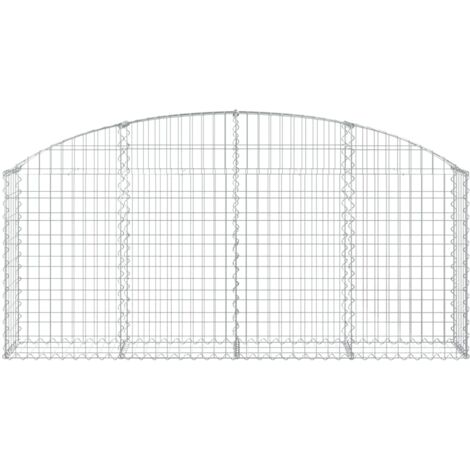 Panier De Gabion Arqué En Fer Galvanisé 150x30x80/100 Cm - Maille 5x10 Cm, Fil 3,5 Mm, Pour Jardin, Mur