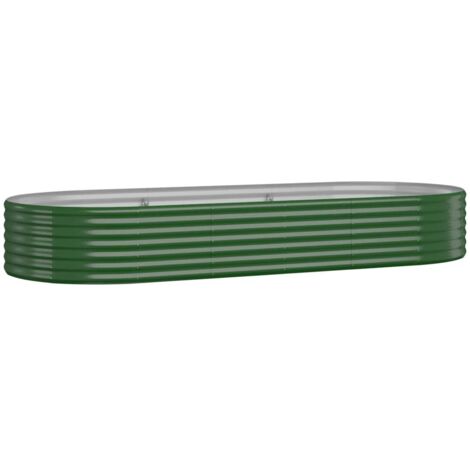 Jardinière bac lit surélevé plantes fleurs terrasse jardin de jardin acier enduit de poudre 249 x 100 x 36cm vert (1/5)
