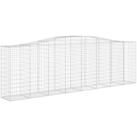 Panier de gabions clôture cage mur de soutènement arqué 400 x 50 x 120/140 cm fer galvanisé Argent (1/4)