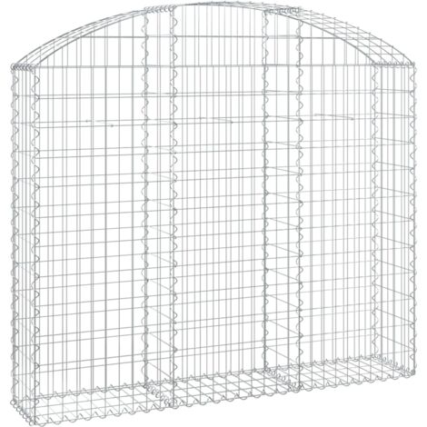 Panier de gabions clôture cage mur de soutènement arqué 150 x 30 x 120/140 cm fer galvanisé Argent (1/4)