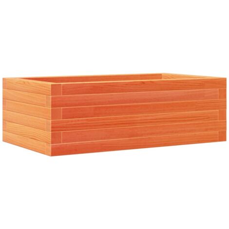Jardinière bac lit surélevé plantes fleurs terrasse jardin cire 70 x 40 x 23 cm bois de pin massif marron (1/5)