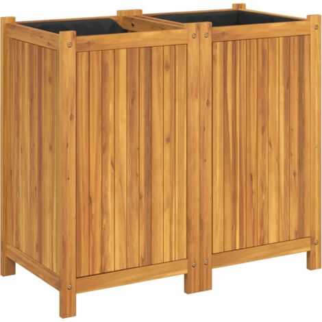 Jardinière bac lit surélevé plantes fleurs terrasse jardin avec doublure 84 x 42 x 75 cm bois massif d'acacia marron (1/5)