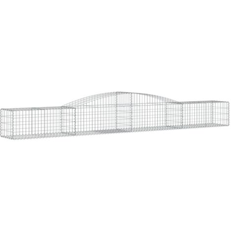 Panier de gabions clôture cage mur de soutènement arqué 400 x 50 x 40/60 cm fer galvanisé Argent (1/4)
