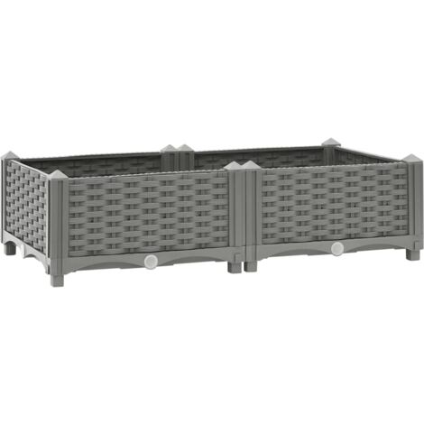 Jardinière bac lit surélevé plantes fleurs terrasse jardin 80 x 40 x 23 cm polypropylène gris (1/5)
