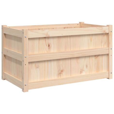 Jardinière bac lit surélevé plantes fleurs terrasse jardin d'extérieur 90 x 50 x 50 cm bois de pin massif marron (1/5)