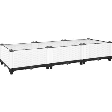 Jardinière bac lit surélevé plantes fleurs terrasse jardin 120 x 40 x 23 cm polypropylène blanc (1/5)