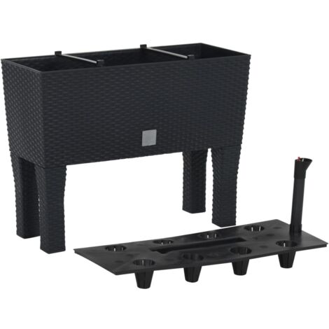 Jardinière bac lit surélevé plantes fleurs terrasse jardin de jardin 60 x 25 x 46 cm PP Rotin anthracite (1/5)