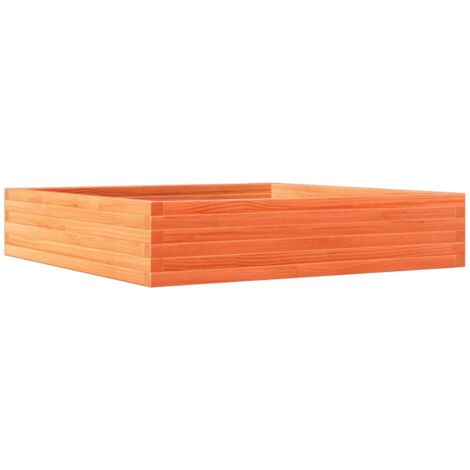 Jardinière bac lit surélevé plantes fleurs terrasse jardin cire 110 x 110 x 23 cm bois de pin massif marron (1/5)
