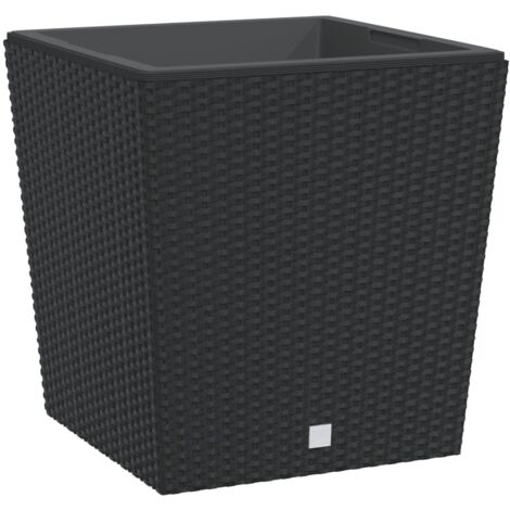 Jardinière bac lit surélevé plantes fleurs terrasse jardin et intérieur amovible 37 /64 L rotin PP anthracite (1/5)
