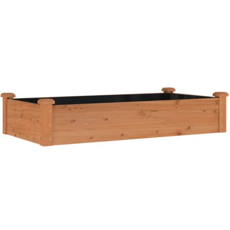 Jardinière bac lit surélevé plantes fleurs terrasse jardin de jardin doublure 120 x 60 x 25 cm bois massif sapin marron (1/5)