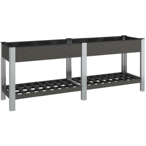 Jardinière bac lit surélevé plantes fleurs terrasse jardin de jardin avec étagère 200 x 50 x 75 cm WPC gris (1/5)